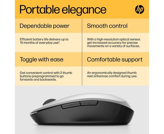 Мишка HP Dual Mode Bluetooth/Wireless Silver (6CR72AA), зображення 9 Мишка HP Dual Mode Bluetooth/Wireless Silver (6CR72AA), зображення 9