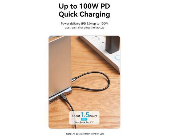 Концентратор Vention USB3.1 Type-C to DP/HDMI/VGA/USB-C/USB3.0x3/RJ45/SD/TF/TRRS 3.5mm/PD 100W 12in1 (THSHC), изображение 9 Концентратор Vention USB3.1 Type-C to DP/HDMI/VGA/USB-C/USB3.0x3/RJ45/SD/TF/TRRS 3.5mm/PD 100W 12in1 (THSHC), изображение 9