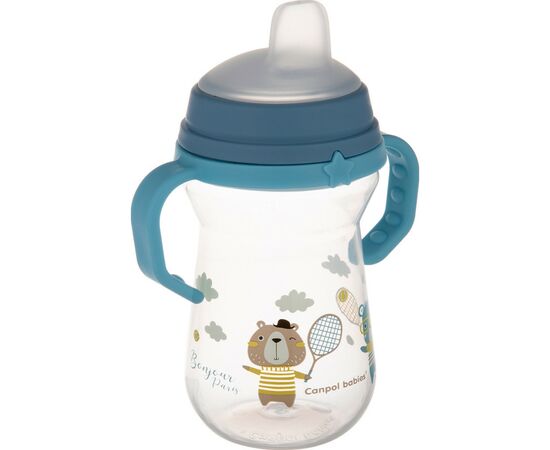 Поильник-непроливайка Canpol babies Bonjour Paris с силиконовым носиком FirstCup 250 мл Голубая (56/613_blu), изображение 2 Поильник-непроливайка Canpol babies Bonjour Paris с силиконовым носиком FirstCup 250 мл Голубая (56/613_blu), изображение 2