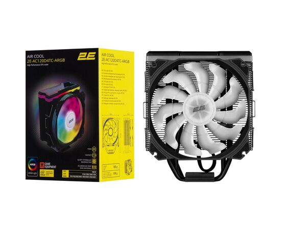 Кулер до процесора 2E Gaming Air Cool AC120D4TC-ARGB, LGA1700, 1366, 1200, 115X, AM5, AM4, AM3, AM3+, AM2, AM2+, FM2, (2E-AC120D4TC-ARGB), зображення 12 Кулер до процесора 2E Gaming Air Cool AC120D4TC-ARGB, LGA1700, 1366, 1200, 115X, AM5, AM4, AM3, AM3+, AM2, AM2+, FM2, (2E-AC120D4TC-ARGB), зображення 12