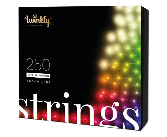 Гірлянда Twinkly Smart LED Strings RGBW 250, BT+WiFi, Gen II, IP44, кабель ч (TWS250SPP-BEU)