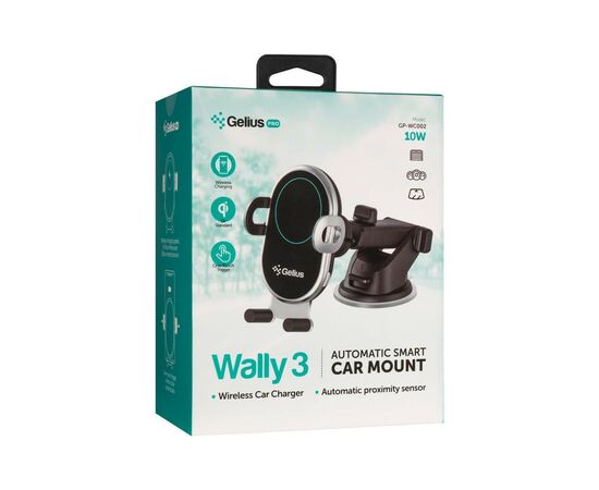 Универсальный автодержатель Gelius Pro Wally 3 Automatic WC-002 10W (Wireless Charger) Black (00000082798), изображение 12 Универсальный автодержатель Gelius Pro Wally 3 Automatic WC-002 10W (Wireless Charger) Black (00000082798), изображение 12