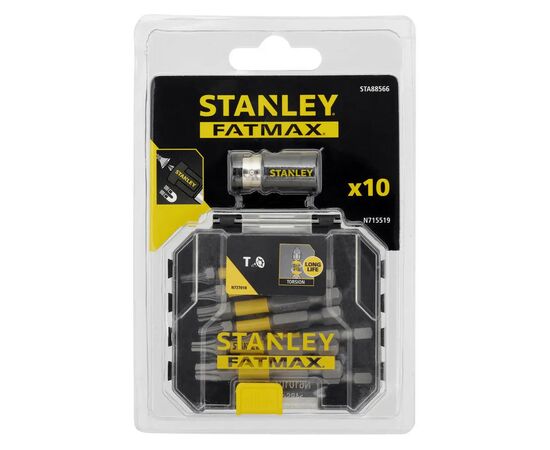 Набор бит Stanley FatMax, Torx, T10, T15, T20, T25, T30, Т40, L= 50 мм, 10 шт, кейс (STA88566)
