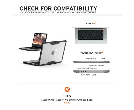 Чохол до ноутбука Uag 14" Apple MacBook 2021 Lucent, Black/Black (134001114040), зображення 3 Чохол до ноутбука Uag 14" Apple MacBook 2021 Lucent, Black/Black (134001114040), зображення 3