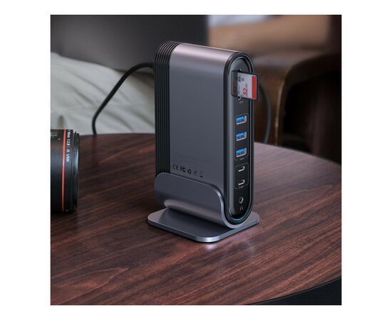 Концентратор Baseus USB3.2 Type-C to 3xHDMI/2xUSB-C/5xUSB/RJ45/SD/TRRS 3.5mm/PD 100W + PA 16 in 1 (CAHUB-DG0G), зображення 11 Концентратор Baseus USB3.2 Type-C to 3xHDMI/2xUSB-C/5xUSB/RJ45/SD/TRRS 3.5mm/PD 100W + PA 16 in 1 (CAHUB-DG0G), зображення 11