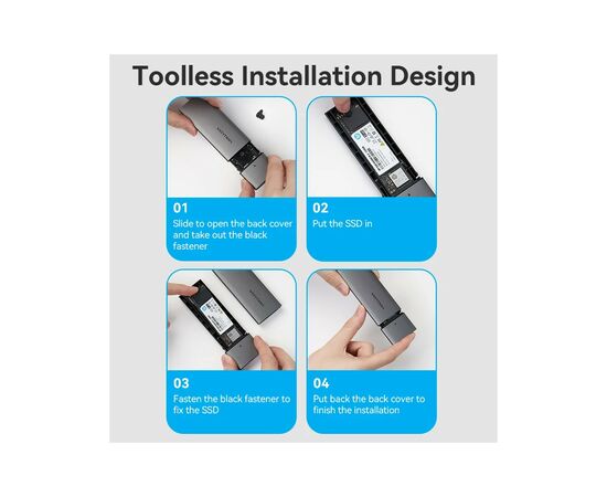 Карман внешний Vention SSD M.2 (NVME) M-key USB Type-C 3.2 gray (KPGH0), изображение 11 Карман внешний Vention SSD M.2 (NVME) M-key USB Type-C 3.2 gray (KPGH0), изображение 11