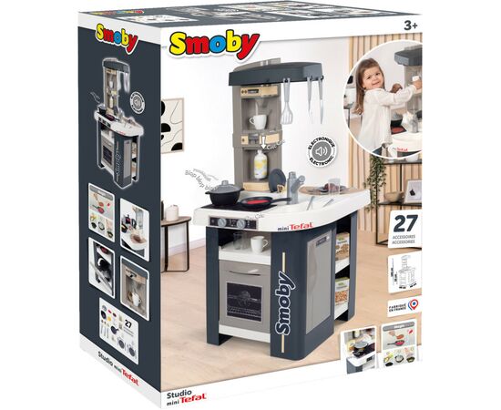 Игровой набор Smoby Интерактивная кухня Тефаль Студио Френч с аксессуарами Графитовая (311056), изображение 2 Игровой набор Smoby Интерактивная кухня Тефаль Студио Френч с аксессуарами Графитовая (311056), изображение 2