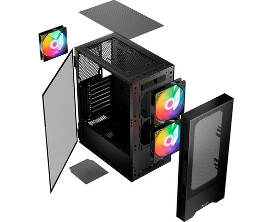 Корпус Logic concept ARYA MESH+GLASS ARGB fans 2x140mm+1x120mm BLACK (AT-ARYA-10-000000-0002), зображення 9 Корпус Logic concept ARYA MESH+GLASS ARGB fans 2x140mm+1x120mm BLACK (AT-ARYA-10-000000-0002), зображення 9
