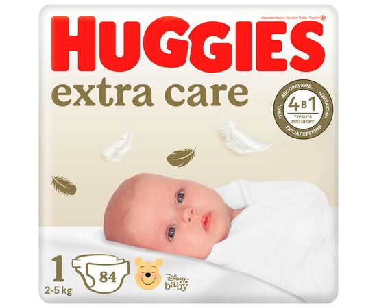 Подгузники Huggies Extra Care 1 (2-5 кг), 84 шт (5029053578057)