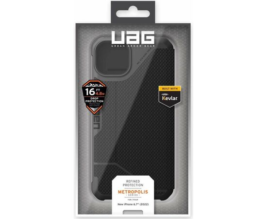 Чохол до моб. телефона Uag Apple iPhone 14 Plus Metropolis, Kevlar Black (114045113940), зображення 12 Чохол до моб. телефона Uag Apple iPhone 14 Plus Metropolis, Kevlar Black (114045113940), зображення 12