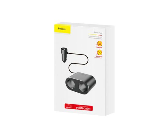 Зарядний пристрій Baseus High Efficiency One to Two Cigarette Lighte Black (CRDYQ-01), зображення 11 Зарядний пристрій Baseus High Efficiency One to Two Cigarette Lighte Black (CRDYQ-01), зображення 11