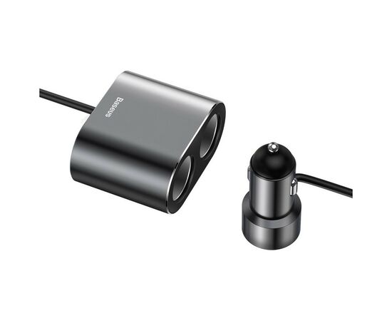 Зарядний пристрій Baseus High Efficiency One to Two Cigarette Lighte Black (CRDYQ-01), зображення 3 Зарядний пристрій Baseus High Efficiency One to Two Cigarette Lighte Black (CRDYQ-01), зображення 3
