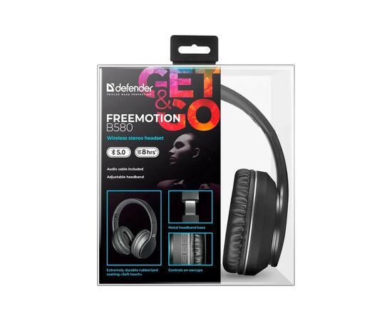 Наушники Defender FreeMotion B580 Bluetooth Black (63580), изображение 11 Наушники Defender FreeMotion B580 Bluetooth Black (63580), изображение 11