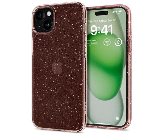 Чехол для мобильного телефона Spigen Apple iPhone 15 Plus Liquid Crystal Glitter Rose Quartz (ACS06649), изображение 2 Чехол для мобильного телефона Spigen Apple iPhone 15 Plus Liquid Crystal Glitter Rose Quartz (ACS06649), изображение 2