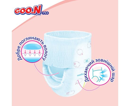 Подгузник GOO.N Plus Трусики 9-14 кг L унисекс 44 шт (843340), изображение 6 Подгузник GOO.N Plus Трусики 9-14 кг L унисекс 44 шт (843340), изображение 6