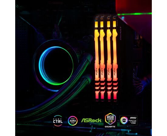 Модуль памяти для компьютера DDR4 8GB 3200 MHz Fury Beast RGB Kingston Fury (ex.HyperX) (KF432C16BBA/8), изображение 7 Модуль памяти для компьютера DDR4 8GB 3200 MHz Fury Beast RGB Kingston Fury (ex.HyperX) (KF432C16BBA/8), изображение 7