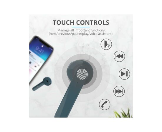 Наушники Trust Primo Touch True Wireless Mic Blue (23780), изображение 10 Наушники Trust Primo Touch True Wireless Mic Blue (23780), изображение 10