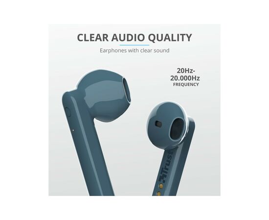 Наушники Trust Primo Touch True Wireless Mic Blue (23780), изображение 9 Наушники Trust Primo Touch True Wireless Mic Blue (23780), изображение 9