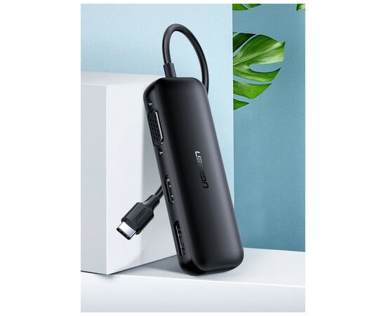 Переходник USB2.0 Type-C to VGA V1.2/HDMI V2.0b/DP V1.2a CM260 black Ugreen (60568), изображение 2 Переходник USB2.0 Type-C to VGA V1.2/HDMI V2.0b/DP V1.2a CM260 black Ugreen (60568), изображение 2