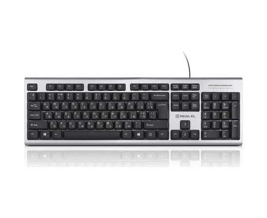 Клавиатура REAL-EL 507 Standard USB Silver, изображение 2 Клавиатура REAL-EL 507 Standard USB Silver, изображение 2