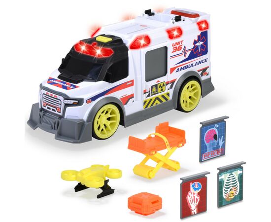 Спецтехніка Dickie Toys Функціональний автомобіль Швидка допомога з аксесуарами зі звуком та світловими ефектами 41 см (3307003), зображення 3 Спецтехніка Dickie Toys Функціональний автомобіль Швидка допомога з аксесуарами зі звуком та світловими ефектами 41 см (3307003), зображення 3