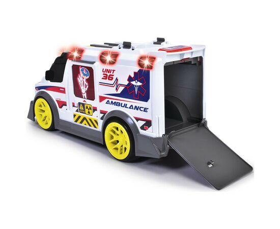 Спецтехніка Dickie Toys Функціональний автомобіль Швидка допомога з аксесуарами зі звуком та світловими ефектами 41 см (3307003), зображення 9 Спецтехніка Dickie Toys Функціональний автомобіль Швидка допомога з аксесуарами зі звуком та світловими ефектами 41 см (3307003), зображення 9