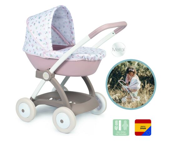 Коляска для кукол Smoby Baby Nurse Модерн Люлька с корзиной Розо (254118), изображение 2