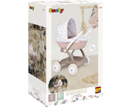 Коляска для кукол Smoby Baby Nurse Модерн Люлька с корзиной Розо (254118), изображение 4