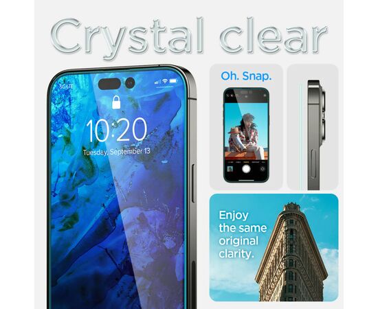 Стекло защитное Spigen Apple Iphone 14 Pro Max Glas tR EZ Fit (2 Pack), Clear (AGL05202), изображение 4 Стекло защитное Spigen Apple Iphone 14 Pro Max Glas tR EZ Fit (2 Pack), Clear (AGL05202), изображение 4