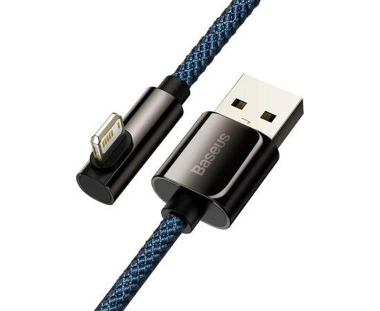 Дата кабель USB 2.0 AM to Lightning 1.0m CACS 2.4A 90 Legend Series Elbow Blue Baseus (CACS000003), зображення 2 Дата кабель USB 2.0 AM to Lightning 1.0m CACS 2.4A 90 Legend Series Elbow Blue Baseus (CACS000003), зображення 2