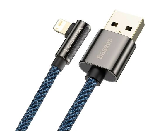 Дата кабель USB 2.0 AM to Lightning 1.0m CACS 2.4A 90 Legend Series Elbow Blue Baseus (CACS000003), зображення 3 Дата кабель USB 2.0 AM to Lightning 1.0m CACS 2.4A 90 Legend Series Elbow Blue Baseus (CACS000003), зображення 3