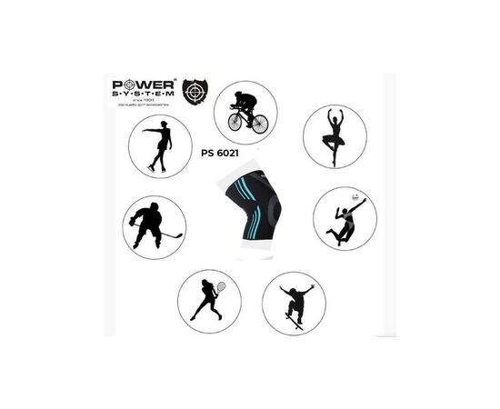 Фиксатор колена Power System Knee Support Evo PS-6021 Black/Blue XL (PS-6021_XL_Black-Blue), изображение 5 Фиксатор колена Power System Knee Support Evo PS-6021 Black/Blue XL (PS-6021_XL_Black-Blue), изображение 5