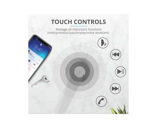 Наушники Trust Primo Touch True Wireless Mic White (23783), изображение 11 Наушники Trust Primo Touch True Wireless Mic White (23783), изображение 11