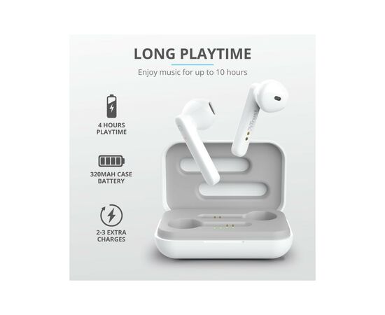 Наушники Trust Primo Touch True Wireless Mic White (23783), изображение 12 Наушники Trust Primo Touch True Wireless Mic White (23783), изображение 12