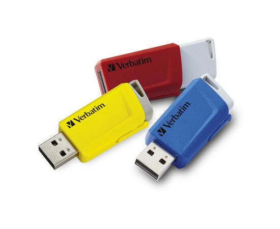 USB флеш накопичувач Verbatim 3x16GB Store 'n' Click Red/Blue/Yellow USB 3.2 (49306), зображення 11 USB флеш накопичувач Verbatim 3x16GB Store 'n' Click Red/Blue/Yellow USB 3.2 (49306), зображення 11
