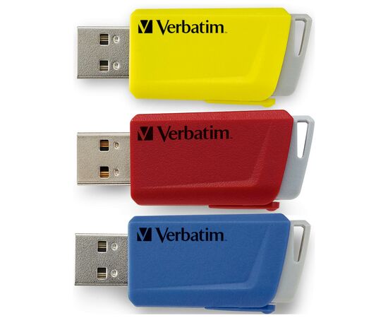 USB флеш накопитель Verbatim 3x16GB Store 'n' Click Red/Blue/Yellow USB 3.2 (49306)