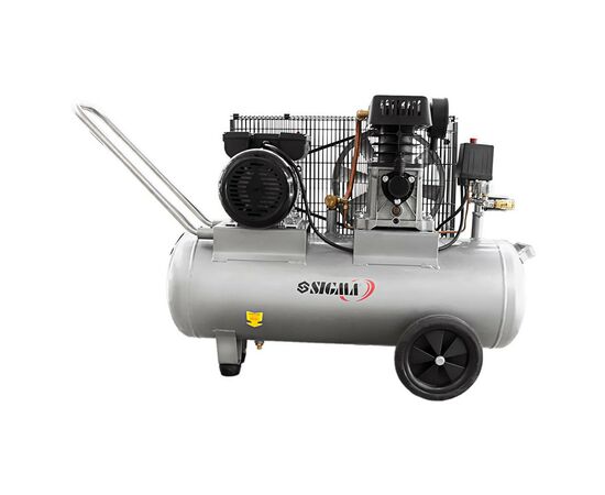 Компрессор Sigma двухцилиндровый ременной 2.5кВт 335л/мин 10бар 50л (2 крана) (7044121), изображение 2 Компрессор Sigma двухцилиндровый ременной 2.5кВт 335л/мин 10бар 50л (2 крана) (7044121), изображение 2