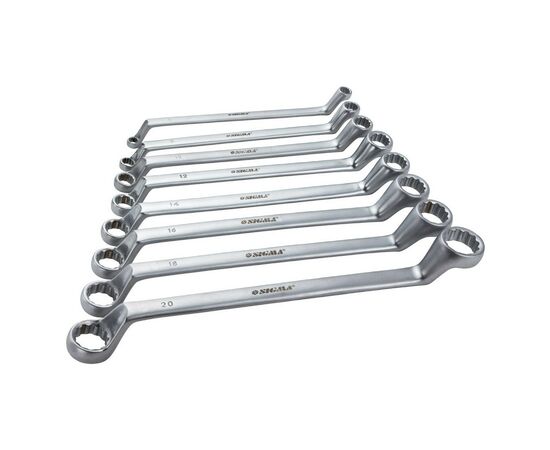 Ключ Sigma набір накидних 8шт 6-22мм CrV satine (6010051), зображення 2 Ключ Sigma набір накидних 8шт 6-22мм CrV satine (6010051), зображення 2