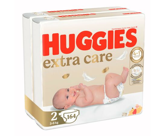 Подгузники Huggies Extra Care 2 (3-6 кг) M-Pack 164 шт (5029054234778_5029053549637), изображение 2 Подгузники Huggies Extra Care 2 (3-6 кг) M-Pack 164 шт (5029054234778_5029053549637), изображение 2