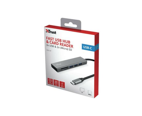 Концентратор Trust HALYX FAST 3USB+CARD READER USB-C ALUMINIUM (24191_TRUST), изображение 12 Концентратор Trust HALYX FAST 3USB+CARD READER USB-C ALUMINIUM (24191_TRUST), изображение 12