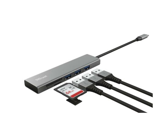Концентратор Trust HALYX FAST 3USB+CARD READER USB-C ALUMINIUM (24191_TRUST), изображение 5 Концентратор Trust HALYX FAST 3USB+CARD READER USB-C ALUMINIUM (24191_TRUST), изображение 5