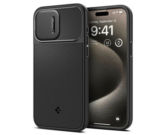 Чехол для мобильного телефона Spigen Apple iPhone 15 Pro Max Optik Armor MagFit Black (ACS06599), изображение 3 Чехол для мобильного телефона Spigen Apple iPhone 15 Pro Max Optik Armor MagFit Black (ACS06599), изображение 3