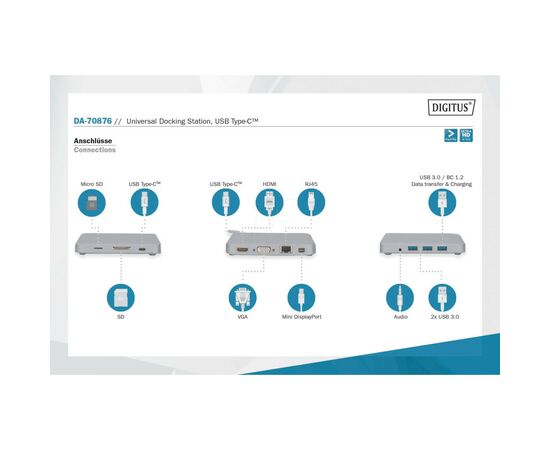 Порт-репликатор Digitus USB-C, 11 Port (DA-70876), изображение 11 Порт-репликатор Digitus USB-C, 11 Port (DA-70876), изображение 11