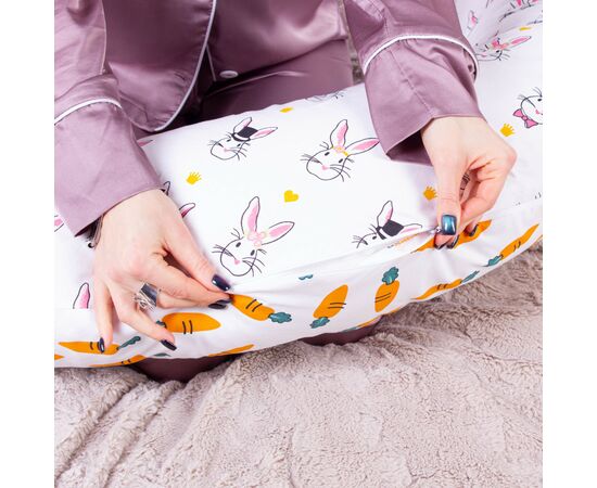Подушка MirSon для беременных и кормления №8336 Print Line 17-0529 Bunnies white Бязь 30х170х20 см (2200006200611), изображение 3 Подушка MirSon для беременных и кормления №8336 Print Line 17-0529 Bunnies white Бязь 30х170х20 см (2200006200611), изображение 3