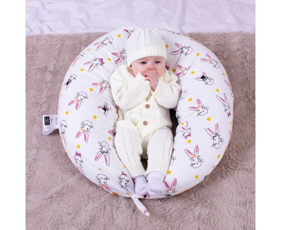 Подушка MirSon для беременных и кормления №8336 Print Line 17-0529 Bunnies white Бязь 30х170х20 см (2200006200611)