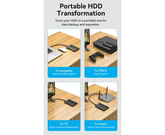 Карман внешний Vention 2.5" HDD/SSD USB 3.0 Micro-B Black (KPAB0), изображение 11 Карман внешний Vention 2.5" HDD/SSD USB 3.0 Micro-B Black (KPAB0), изображение 11