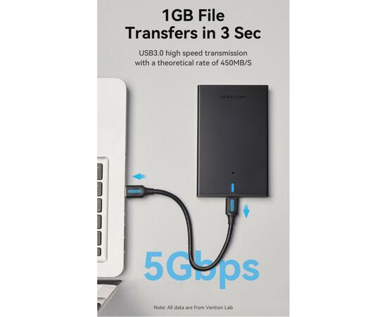 Карман внешний Vention 2.5" HDD/SSD USB 3.0 Micro-B Black (KPAB0), изображение 3 Карман внешний Vention 2.5" HDD/SSD USB 3.0 Micro-B Black (KPAB0), изображение 3