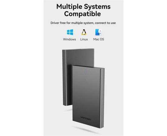 Карман внешний Vention 2.5" HDD/SSD USB 3.0 Micro-B Black (KPAB0), изображение 8 Карман внешний Vention 2.5" HDD/SSD USB 3.0 Micro-B Black (KPAB0), изображение 8