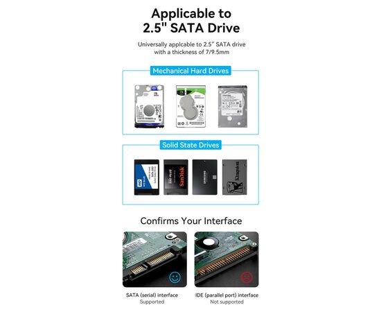Карман внешний Vention 2.5" HDD/SSD USB 3.0 Micro-B Black (KPAB0), изображение 9 Карман внешний Vention 2.5" HDD/SSD USB 3.0 Micro-B Black (KPAB0), изображение 9
