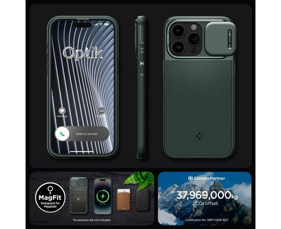 Чехол для мобильного телефона Spigen Apple iPhone 15 Pro Optik Armor MagFit Abyss Green (ACS06739), изображение 11 Чехол для мобильного телефона Spigen Apple iPhone 15 Pro Optik Armor MagFit Abyss Green (ACS06739), изображение 11